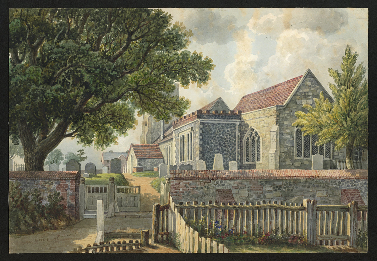 William Hubbard (1804-1870) - Watercolour Painting - Crayford Church Kent, Eastern View