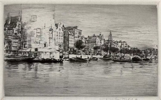Mortimer Luddington Menpes - Signed Etching - Rotterdam Canal Netherlands