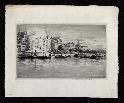 Mortimer Luddington Menpes - Signed Etching - Rotterdam Canal Netherlands