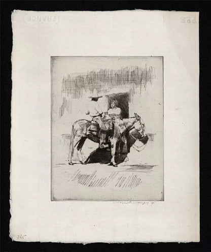 Mortimer Luddington Menpes (1855-1938) Signed Etching - Man On Donkey Mexico