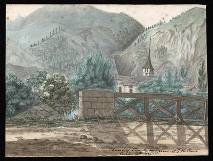 Elizabeth Campbell (1783-1861) Watercolour Painting - Tourtemagne Valais Switzerland 1821