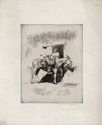 Mortimer Luddington Menpes (1855-1938) Signed Etching - Man On Donkey Mexico