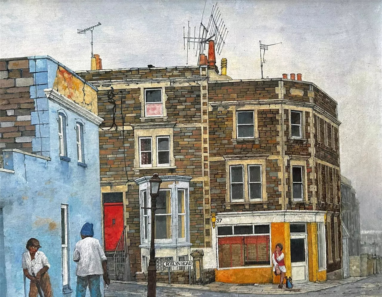Christopher Compton Hall Oil Painting On Board Roslyn Road Bristol 20th Century