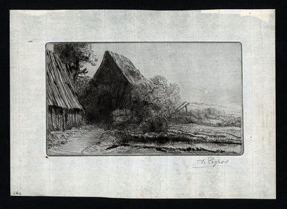 Alphonse Legros (1837-1911) Signed Etching - Wheelwright's Home (La maison du charron)