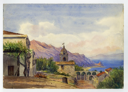 Arthur Herbert Hussey (1863-1923) Watercolour Painting Taormina Italy 1904