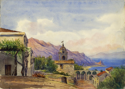 Arthur Herbert Hussey (1863-1923) Watercolour Painting Taormina Italy 1904