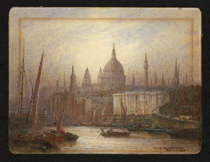 Frederick Edward Joseph Goff (1855-1931) Watercolour Painting - Below London Bridge - River Thames