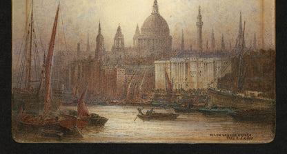 Frederick Edward Joseph Goff (1855-1931) Watercolour Painting - Below London Bridge - River Thames