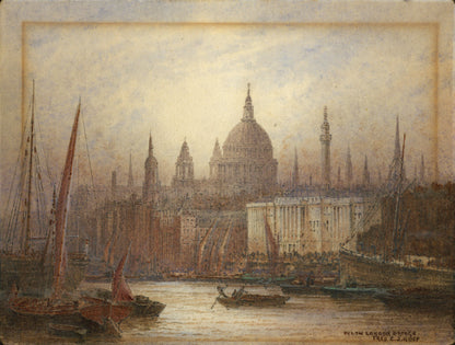 Frederick Edward Joseph Goff (1855-1931) Watercolour Painting - Below London Bridge - River Thames