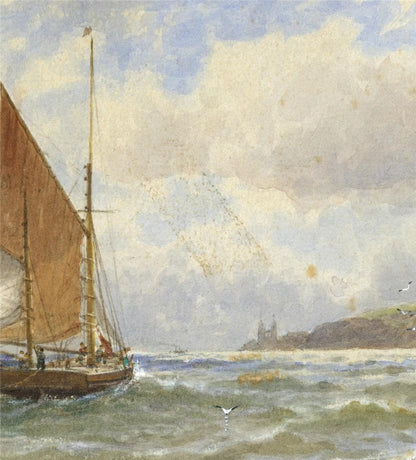 George Stanfield Walters (1838-1924) Watercolour Painting Boats Off Coast4