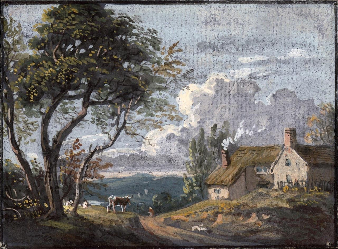 In The Manner Of Paul Sandby - Miniature Gouache Painting - Rural Landscape0