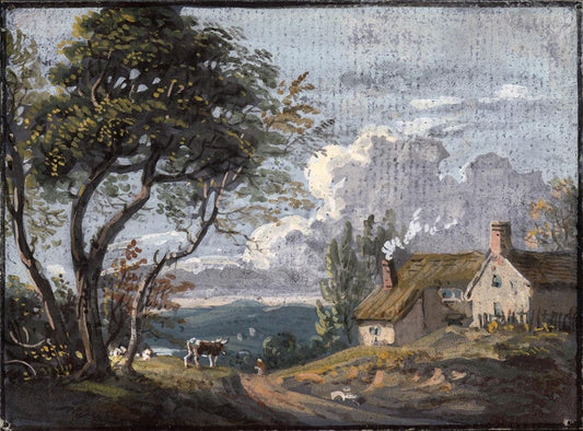 In The Manner Of Paul Sandby - Miniature Gouache Painting - Rural Landscape0