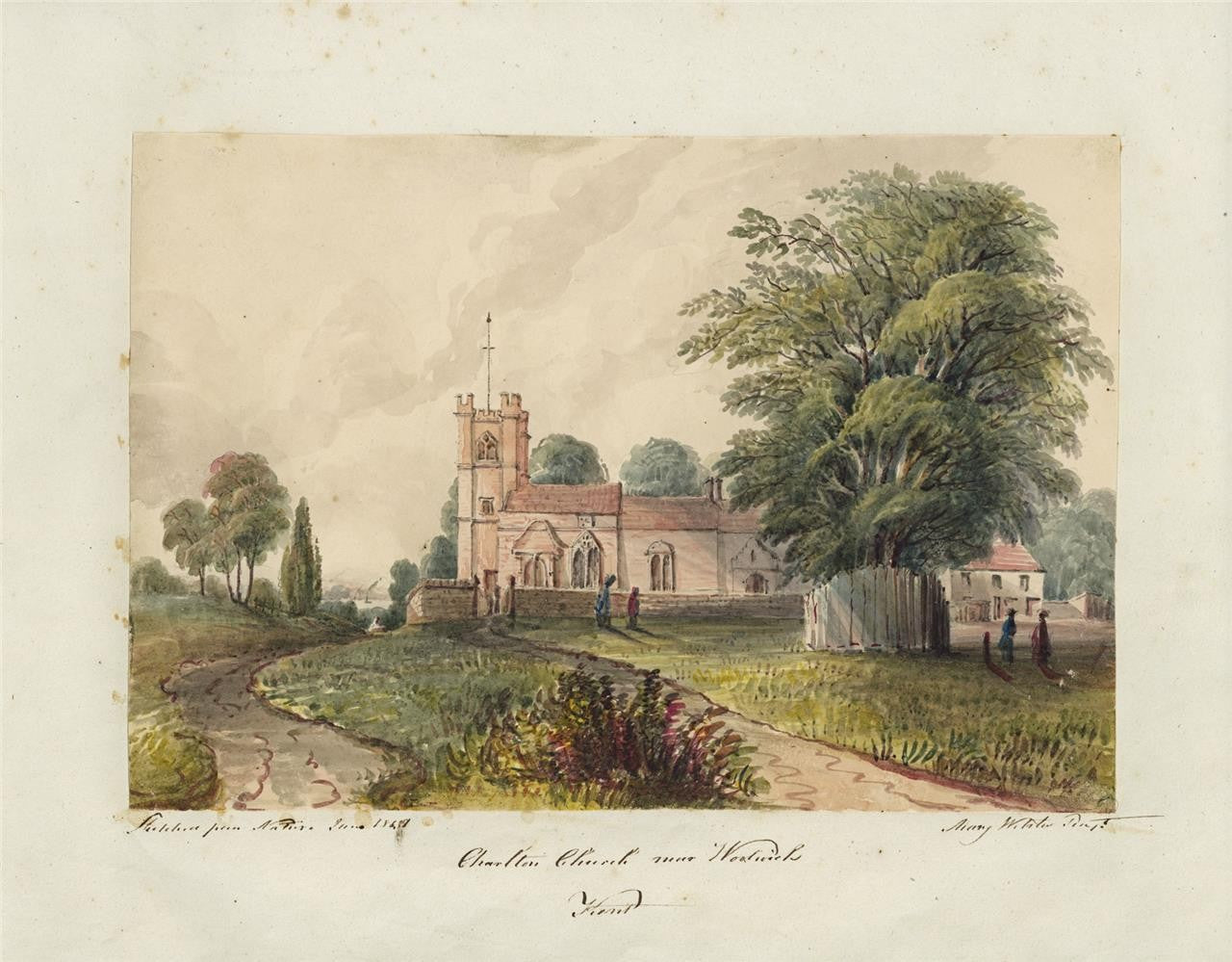 Mary Webster Watercolour Painting Charlton Church Woolwich Greenwich London 184112