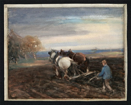 David Thomas Robertson (1879-1952) Watercolour Painting - Farming Landscape1