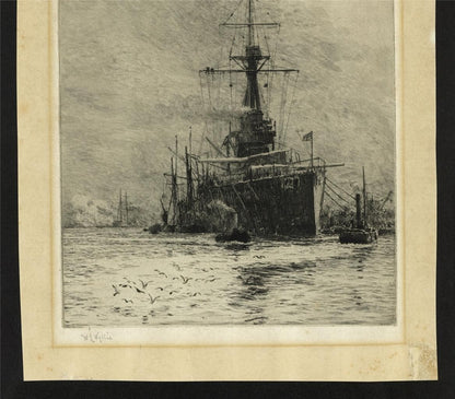 William Lionel Wyllie - Pencil Signed Etching - HMS Orion Portsmouth4