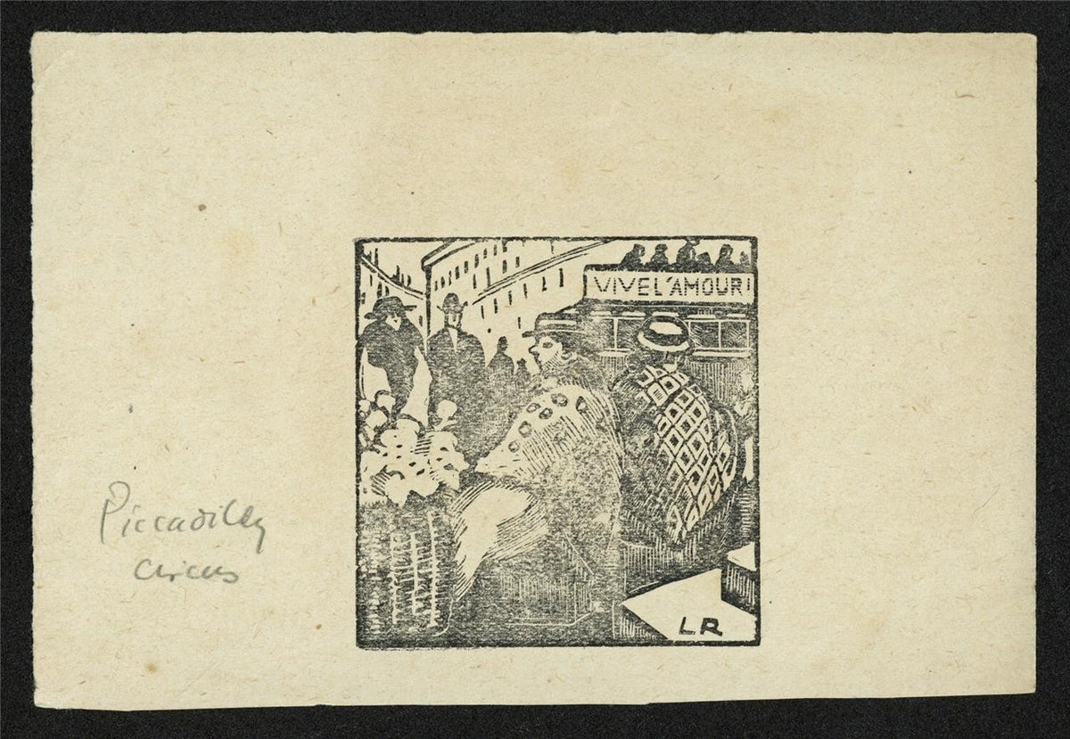 Ludovic-Rodo Pissarro (1878-1952) Small Wood Engraving Piccadilly Circus London1