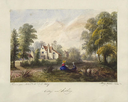Mary Webster (1794-1883) - Watercolour Painting Cottage Near Sudbury London 18398