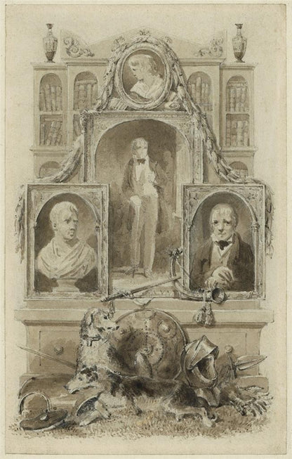After Henry Corbould - Walter Scott Memorial - Watercolour Painting 19th Century0