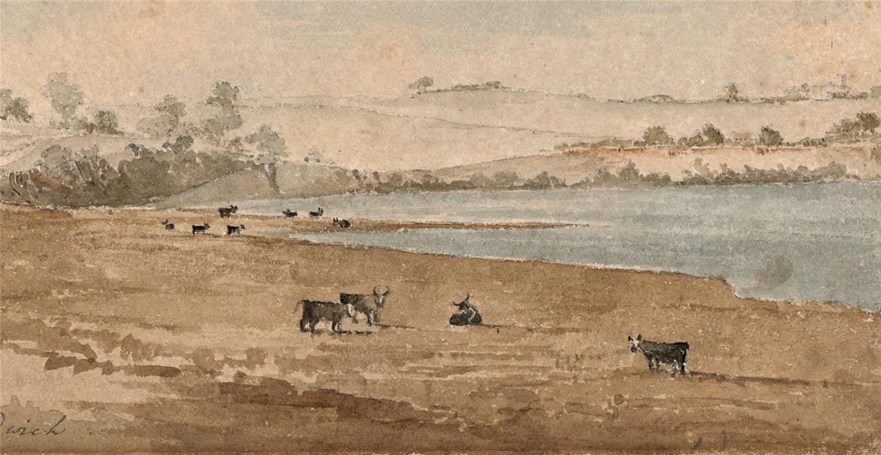 Between Ramsgate & Sandwich Kent 1823 - Watercolour Painting - 19th Century2