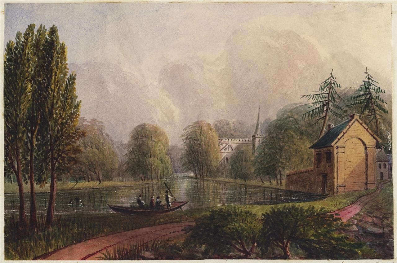 Mary Webster (1794-1883) Watercolour Painting - Stratford-upon-Avon Church 18460