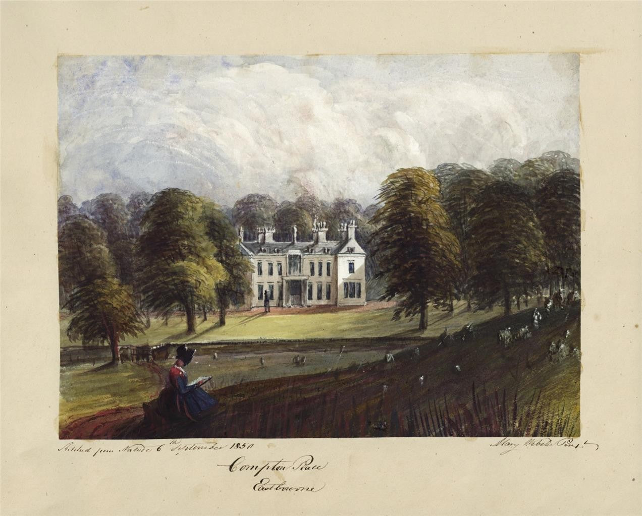 Mary Webster (1794-1883) - Watercolour Painting - Compton Place Eastbourne 18507