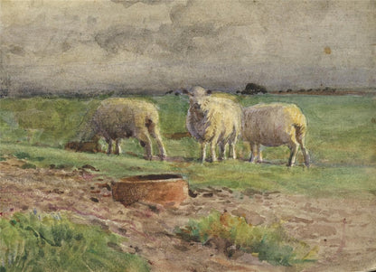 John Pedder (1850-1929) Watercolour Painting Cows & Sheep Rural Landscape3