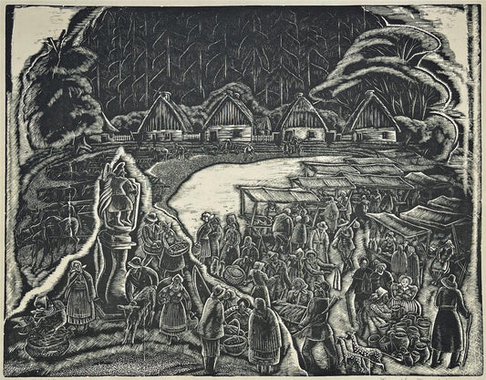 Stefan Mrozewski (1894-1975) Woodcut Signed In Pencil - Village In Poland - 19320