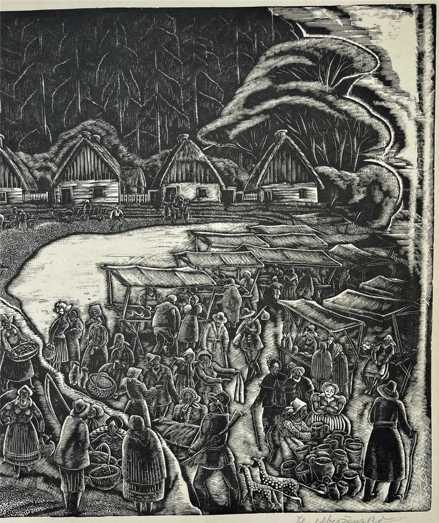 Stefan Mrozewski (1894-1975) Woodcut Signed In Pencil - Village In Poland - 19326