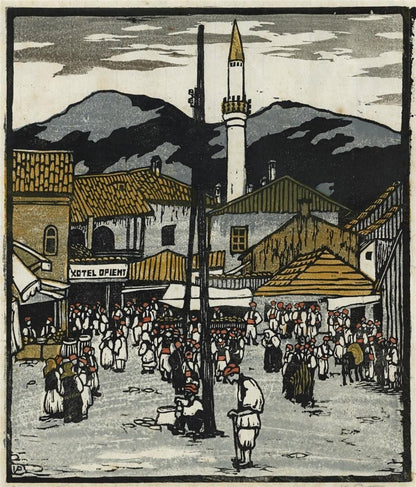 Valerie Petter-Zeis (1881-1963) Pencil Signed Woodcut - Market In Sarajevo0