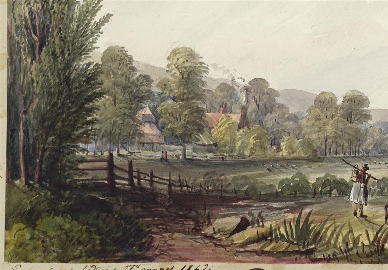 Mary Webster (1794-1883) Watercolour Painting - Fields Near Eastbourne 18426