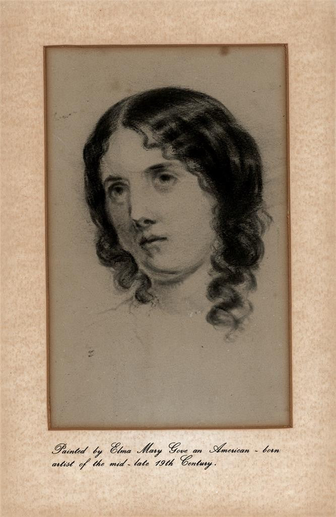Elma Mary Gove (1832-1921) Pastel Drawing Portrait Of A Lady - American Artist3