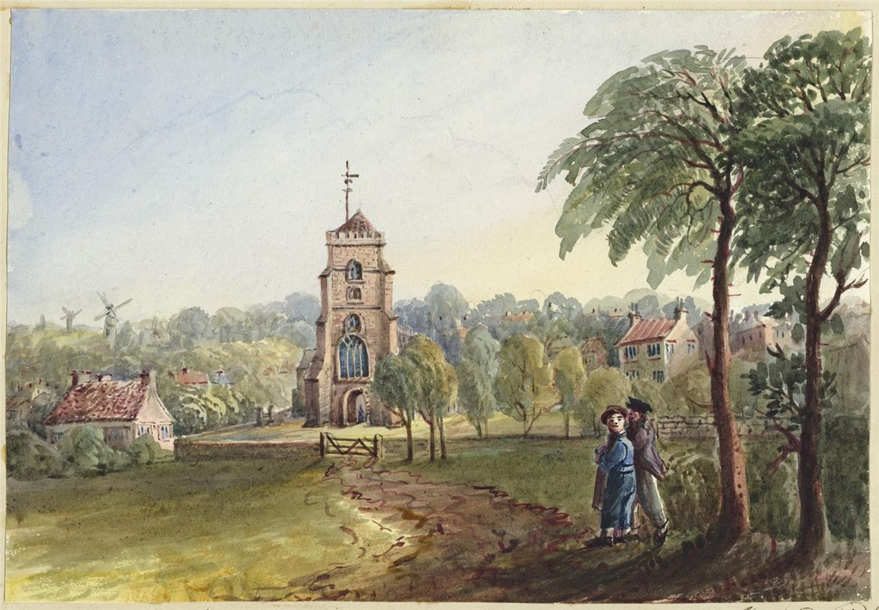 Mary Webster (1794-1883) Watercolour Painting - Eastbourne Church 18420