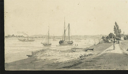 James Wilcox (1778-1865) Watercolour Painting Isle of Dogs Greenwich London 184314