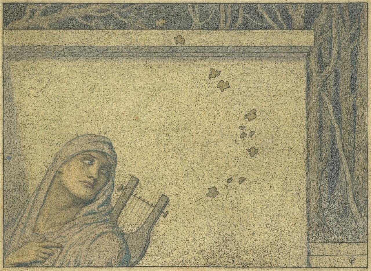 Cecil French (18791953) Pencil Drawing  Elegiac Poet0