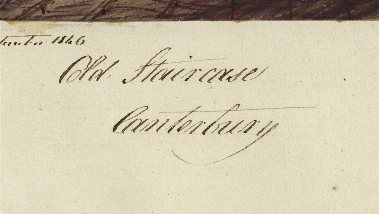 Mary Webster (1794-1883) Watercolour Painting - Old Staircase Canterbury 18464