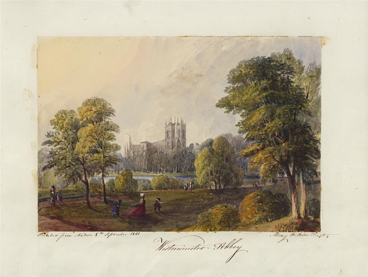 Mary Webster (1794-1883) Watercolour Painting Westminster Abbey London 18419