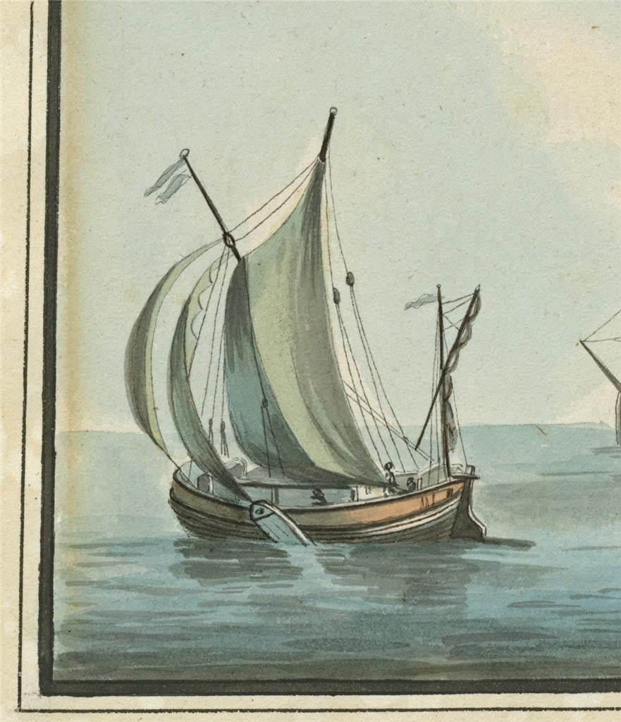 Dutch Fishing Boats - Seascape - Antique Watercolour Painting - 19th Century9