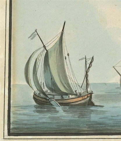 Dutch Fishing Boats - Seascape - Antique Watercolour Painting - 19th Century9