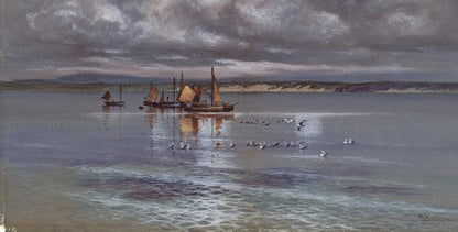 CHARLES J. BULGIN Watercolour Painting BOATS AT SEA - 20TH CENTURY - SEASCAPE4