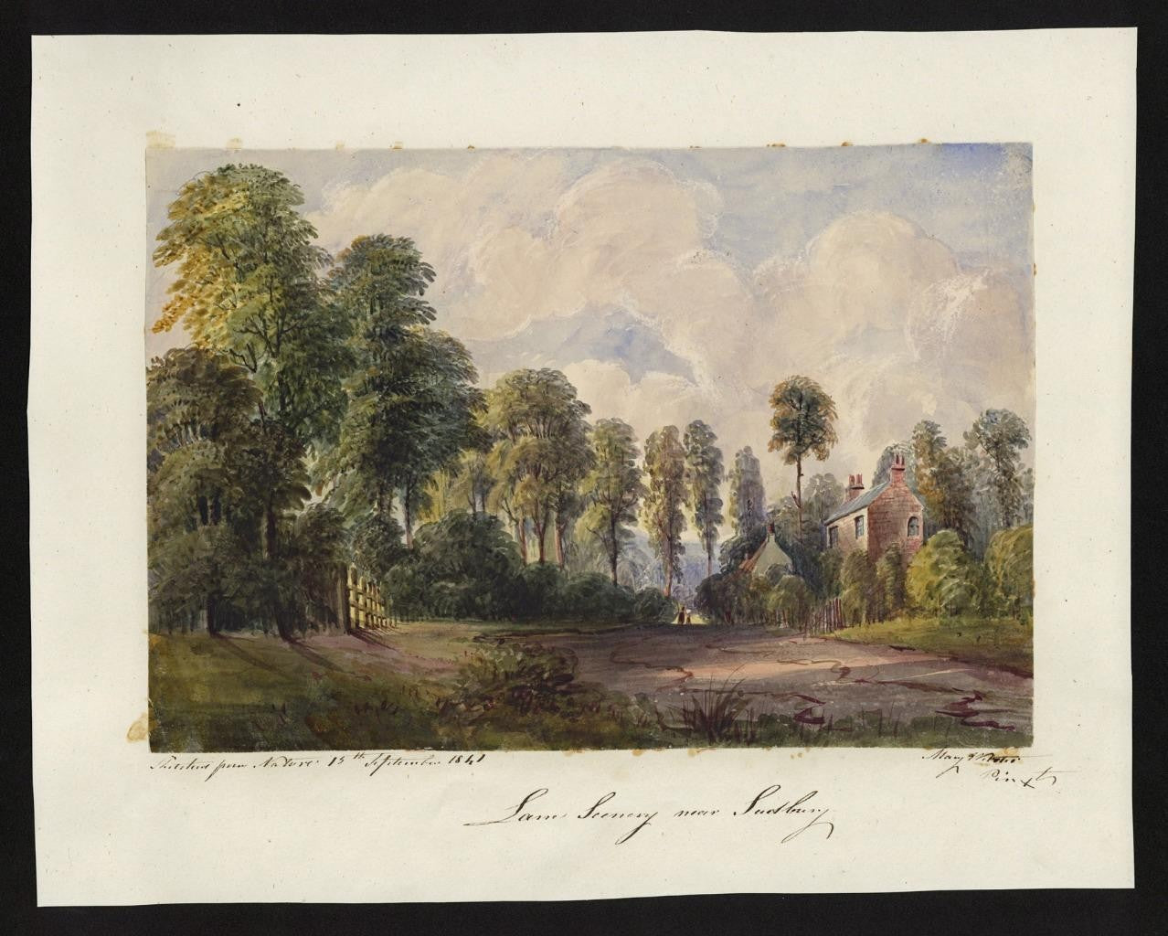 Mary Webster (1794-1883) Watercolour Painting - Near Sudbury London 18411