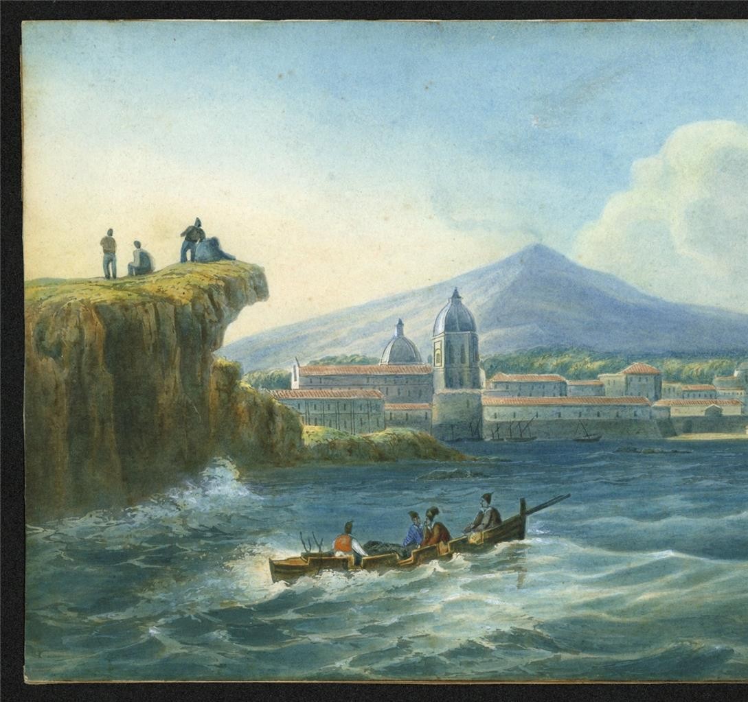 Catania Sicily Italy Watercolour Painting 19th Century Grand Tour6