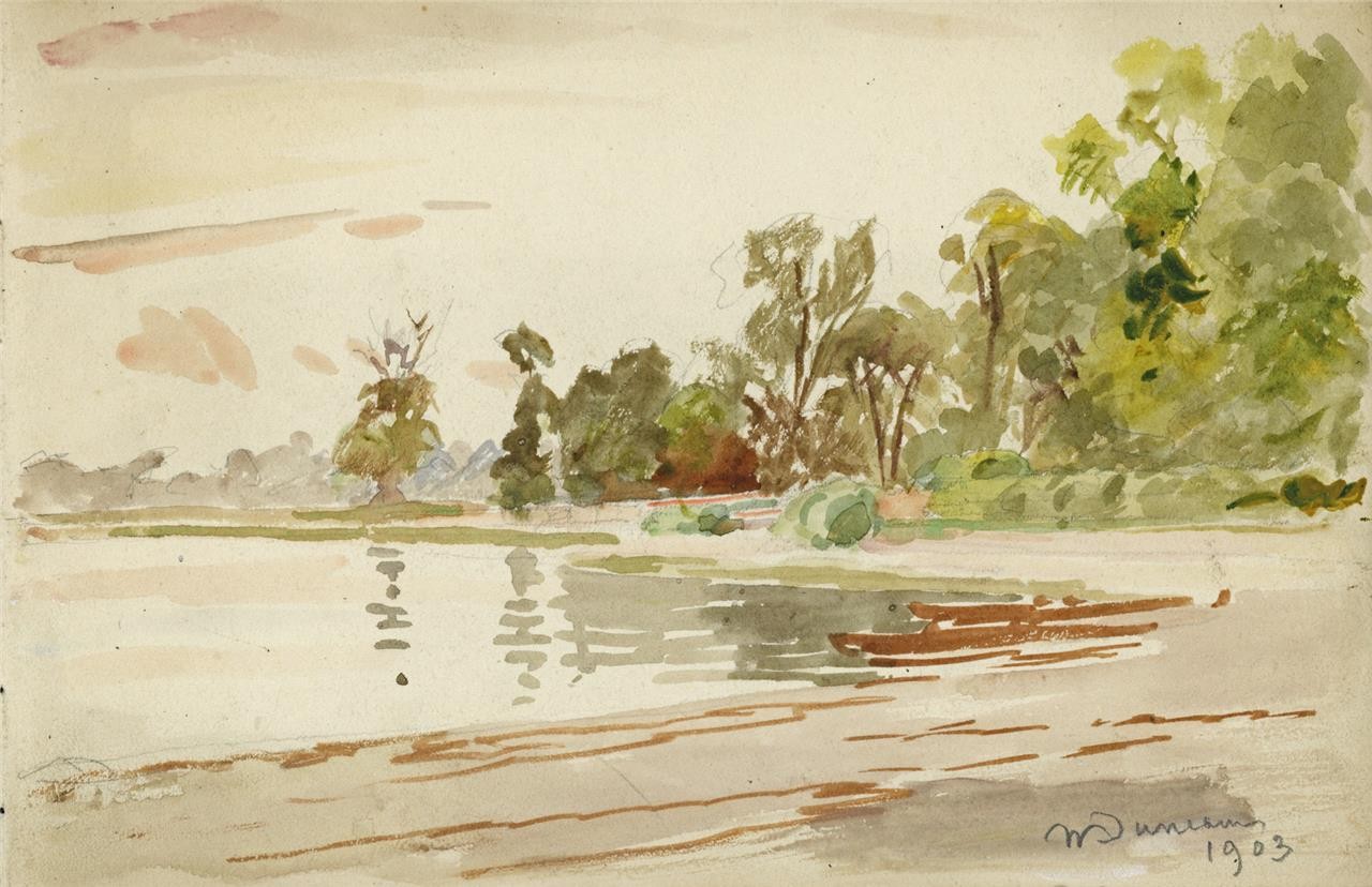 Walter Duncan (1848-1932) - Watercolour Painting - River Scene Landscape 19030