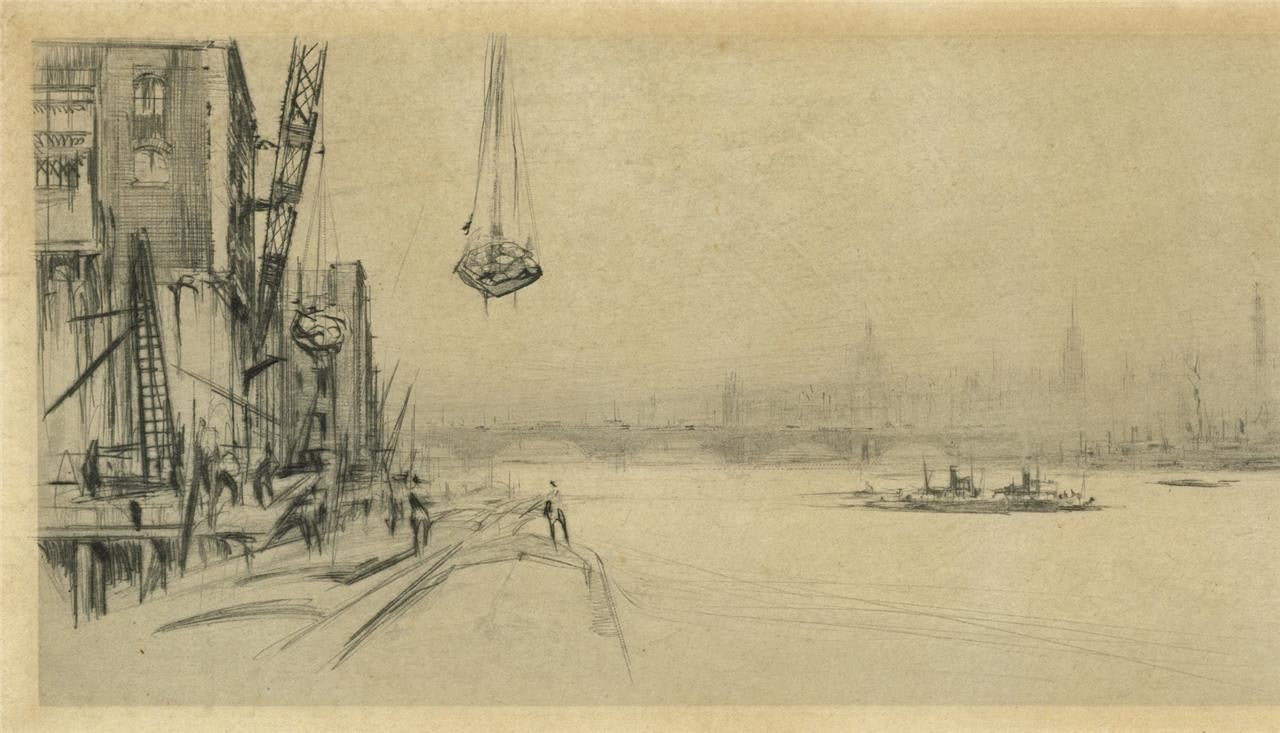 William Walcot (1874-1943) Pencil Signed Etching - The Thames London3