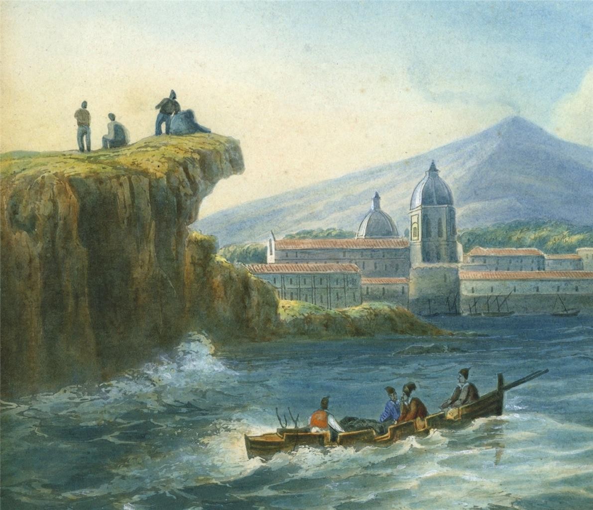 Catania Sicily Italy Watercolour Painting 19th Century Grand Tour5