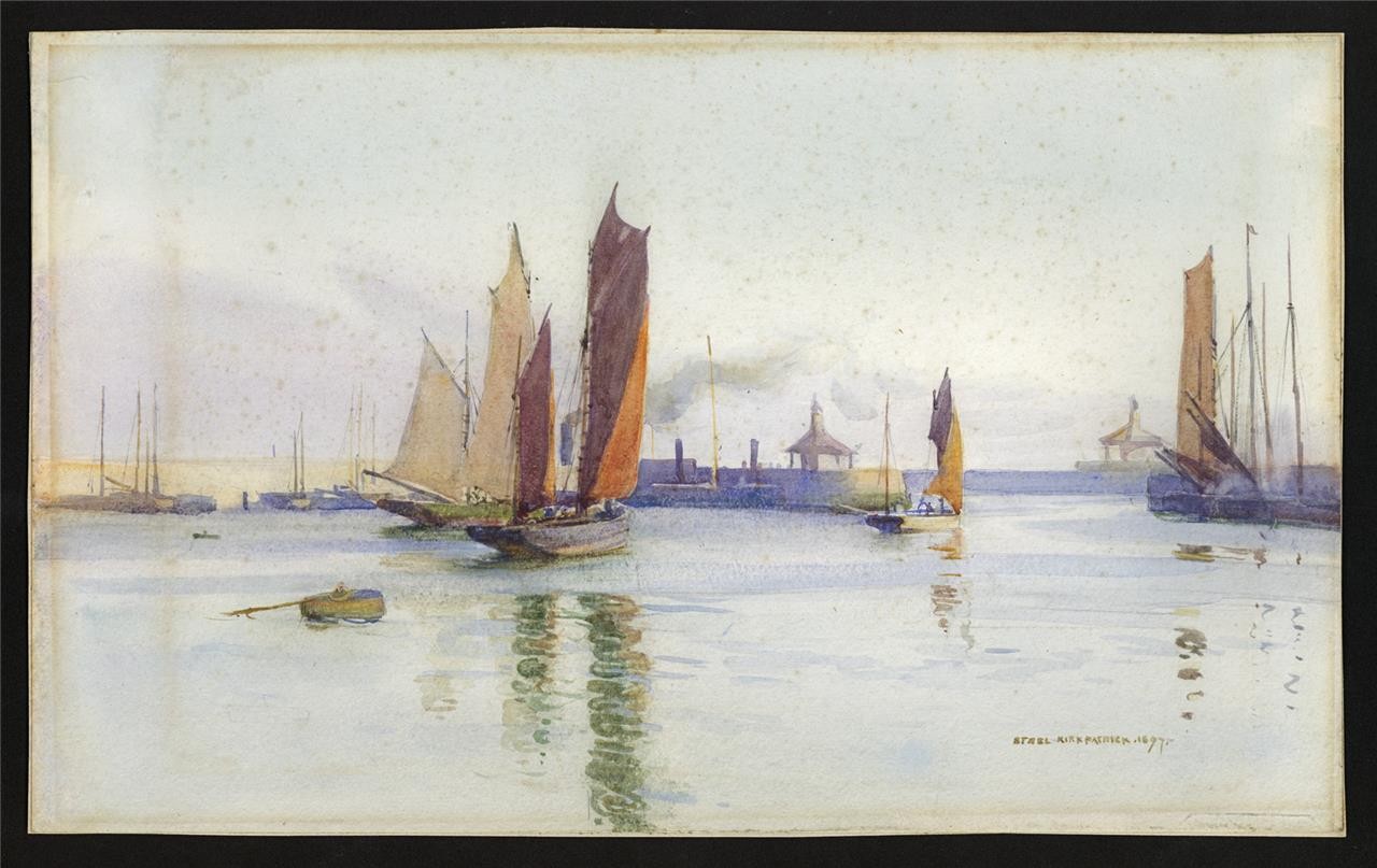 Ethel Kirkpatrick (1869-1966) Watercolour Painting - Boats In Harbour 18972