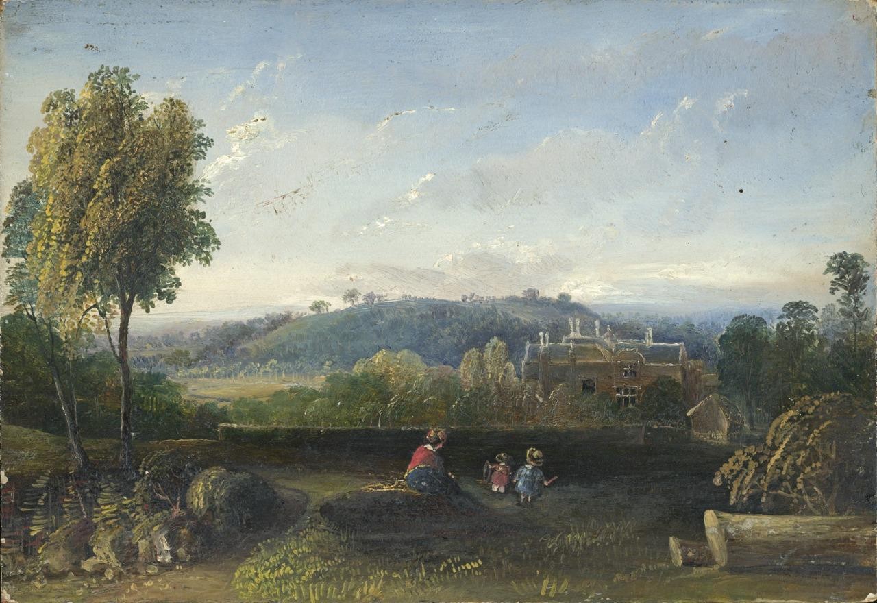 Mary Webster (1794-1883) Oil Painting - Figures In Rural Landscape 19th Century0