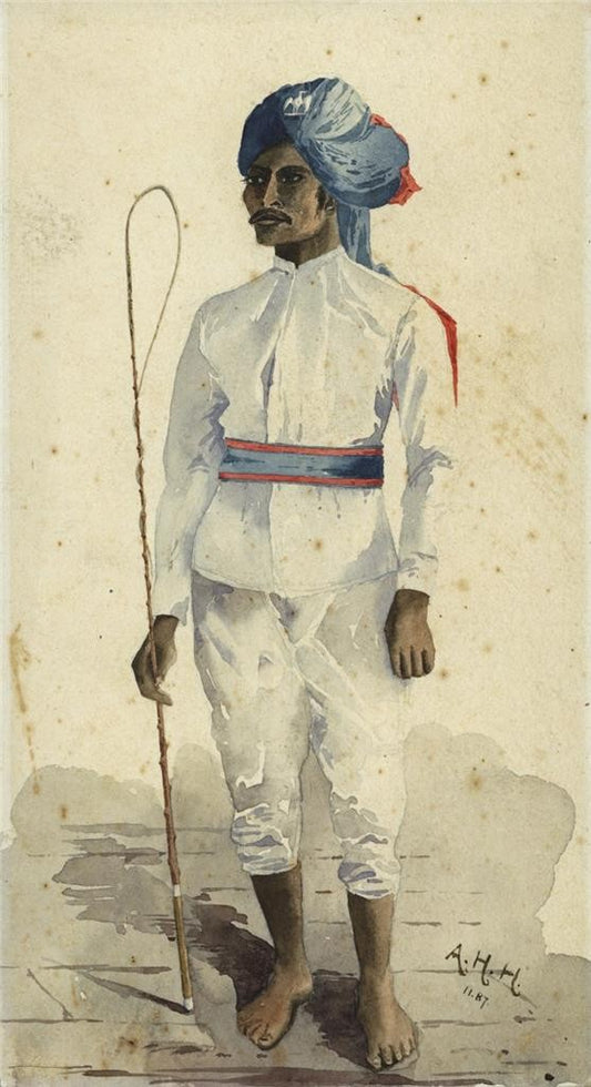 Portrait Of A Syce - India 1887 - Watercolour Painting - Arthur Herbert Hussey0