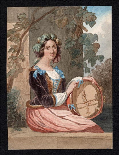 Classical Continental Portrait Of A Lady - Watercolour Painting - 19th Century2
