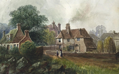Mary Webster (1794-1883) Watercolour Painting - Cottages Near Broadstairs 18433