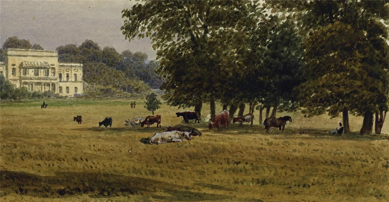 Newland Park Buckinghamshire 1832 - Antique Watercolour Painting - Nash3